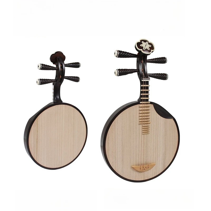 Moon Guitar, Ebony Rosewood Sandalwood Chinese Opera Folk Music Instrument, Traditional Design, High Quality Sound