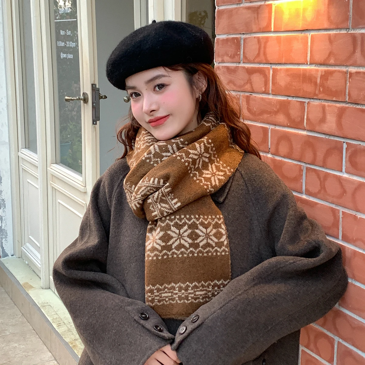 

2025 New Fashionable Christmas Tree Knit Scarf for Women, Festive Red Green Plaid Scarf, Warm Winter Scarves As Xmas Gift Wh83