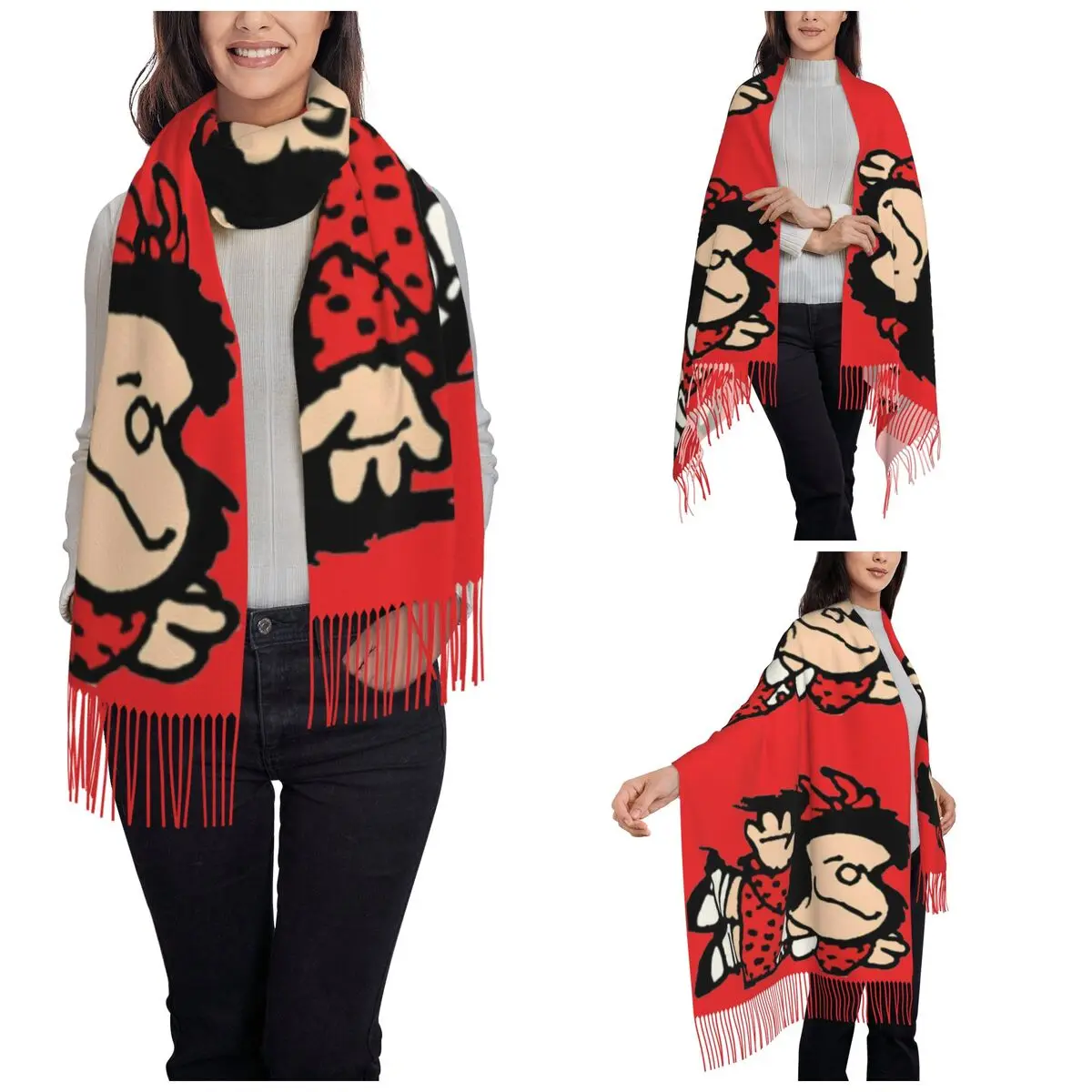 Mafalda Love Is In The Air Shawl Wrap Womens Warm Large Long Scarf Funny Manga Neckerchief Shawl Scarves