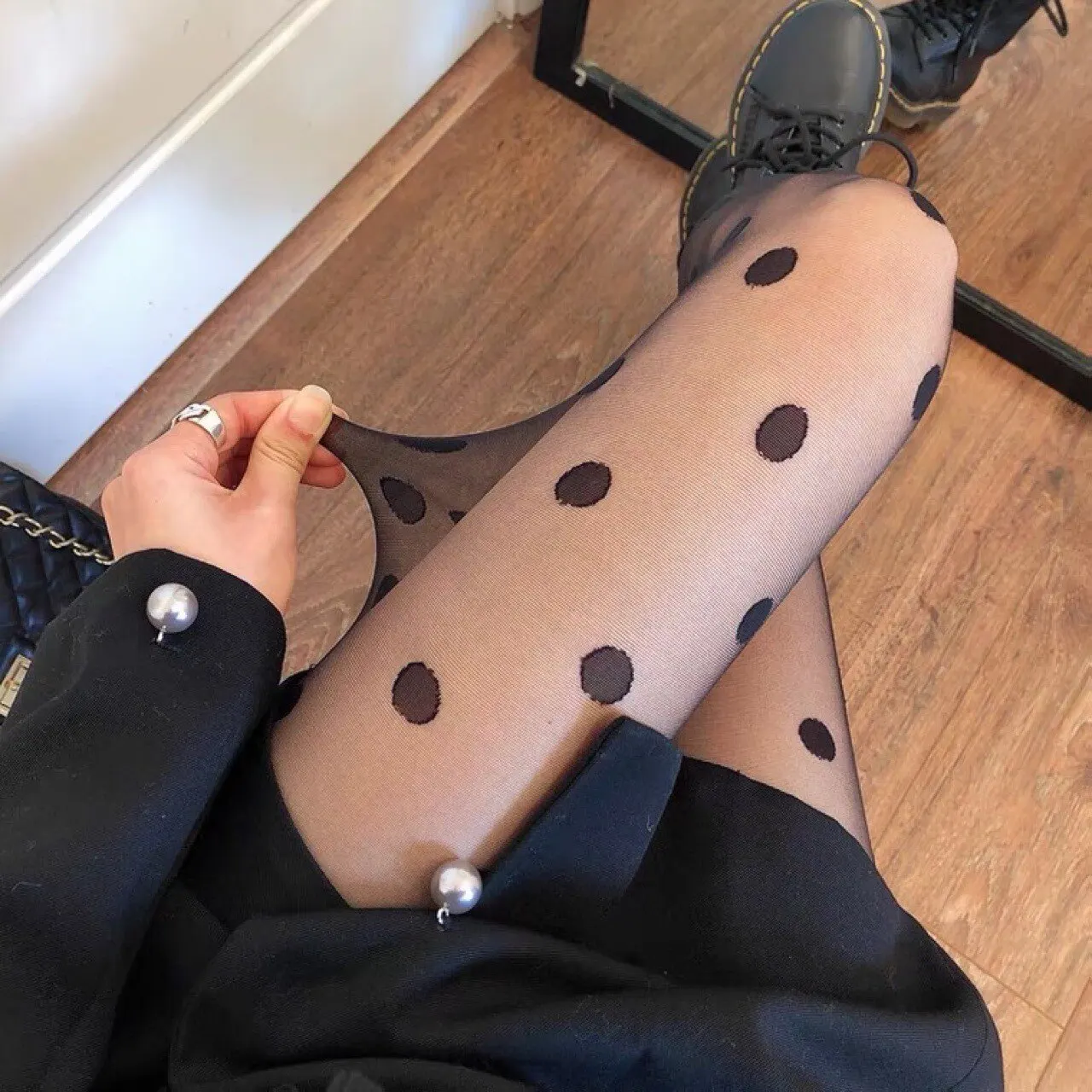 1 Piece Sexy Women Pantyhose Tights Seamless Sexy Lace Mesh Fishnet Summer Nylon Dot Print Tight Stocking Female Hosiery image 2