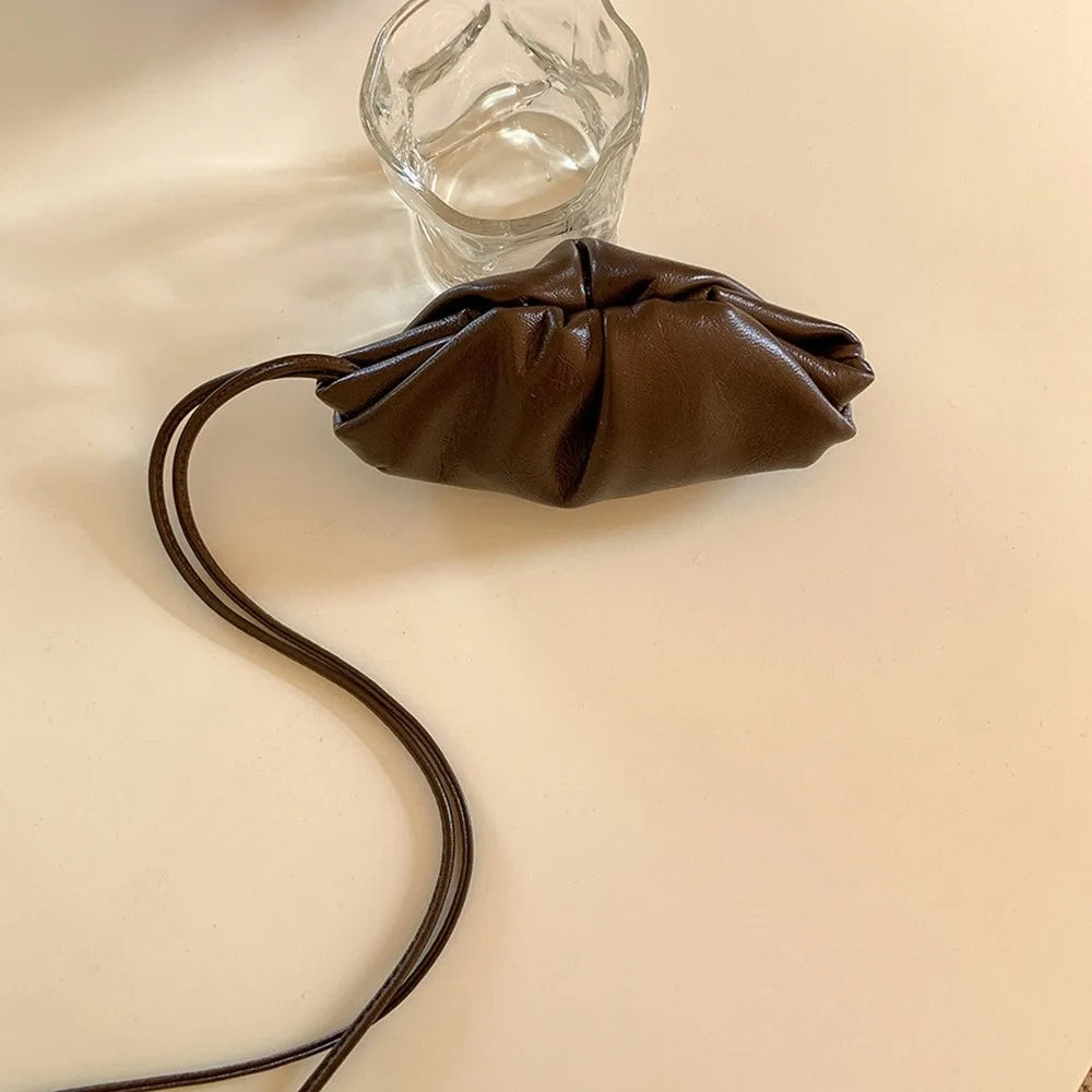 

Ins PU Leather PU Mini Cloud Bag Mini Purse Hanging Neck Coin Purse Silver Cute Lanyard Wallet Travel