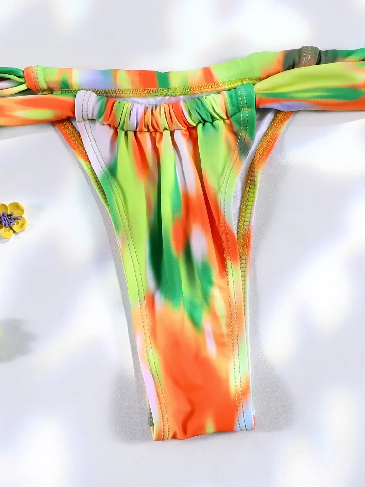 Tie Dye bikini drukuj stroje kąpielowe strój kąpielowy kobiety seksowny strój kąpielowy bandaż Biquini 2-częściowy kostium kąpielowy 2024 lato