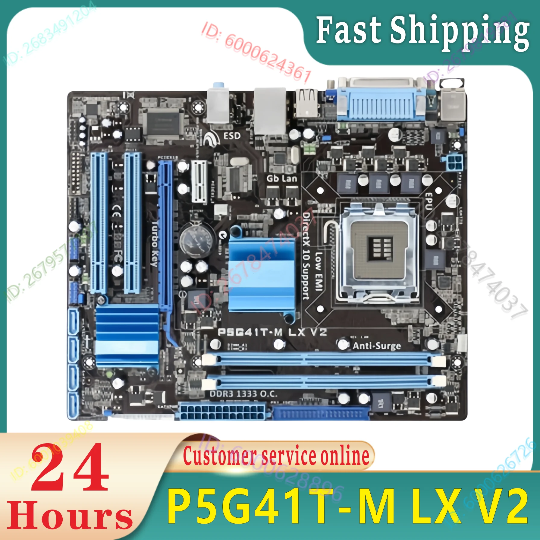 

P5G41T-M-LX V2 Motherboard Intel G41 LGA 775 Micro ATX VGA DDR3 1333 8GB SATA2 IDE USB2.0