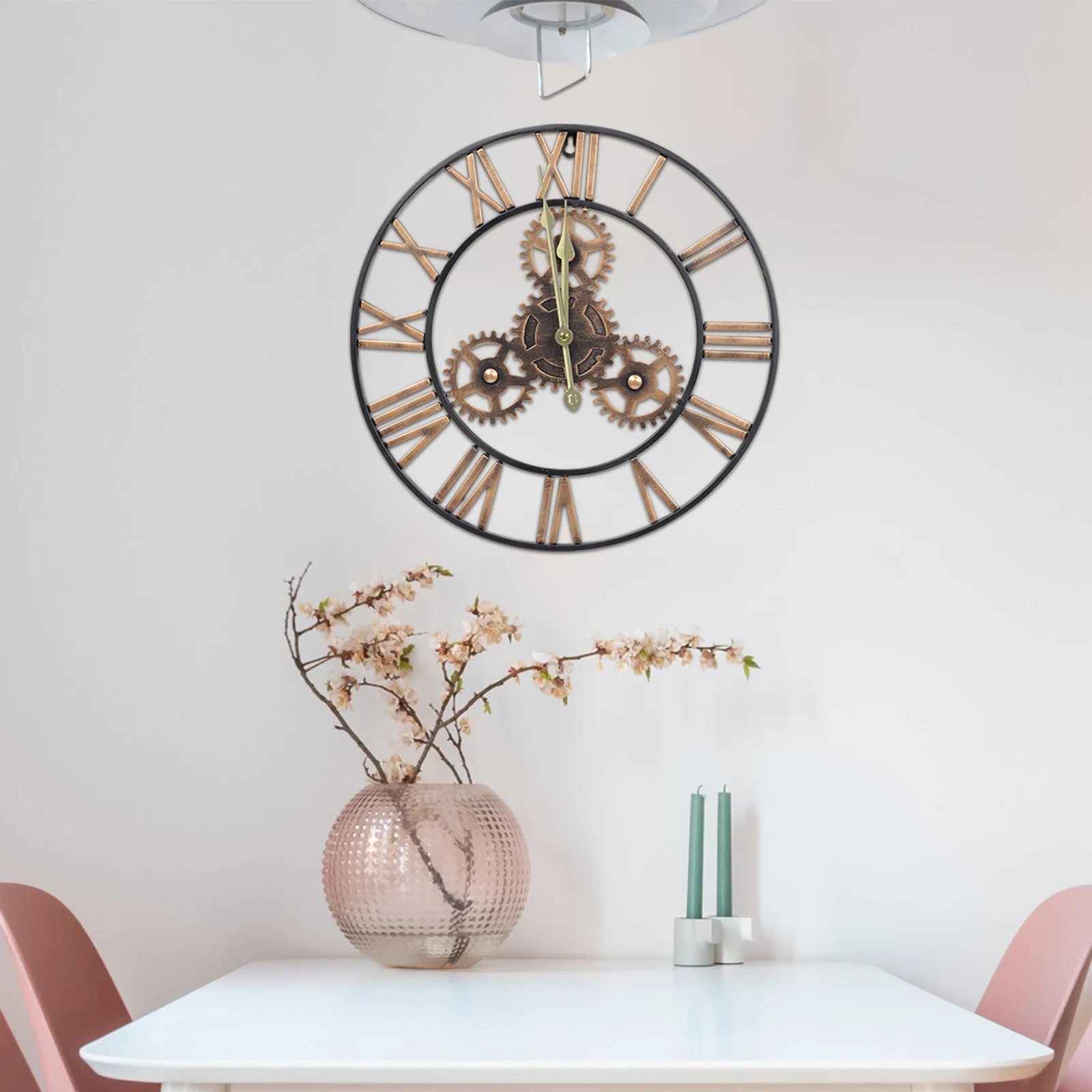 

1pc Round Wall Clock Industrial Style Simple Decorative Hanging For Living Room Bedroom Office Home Wall Decor Metal Art Pendant