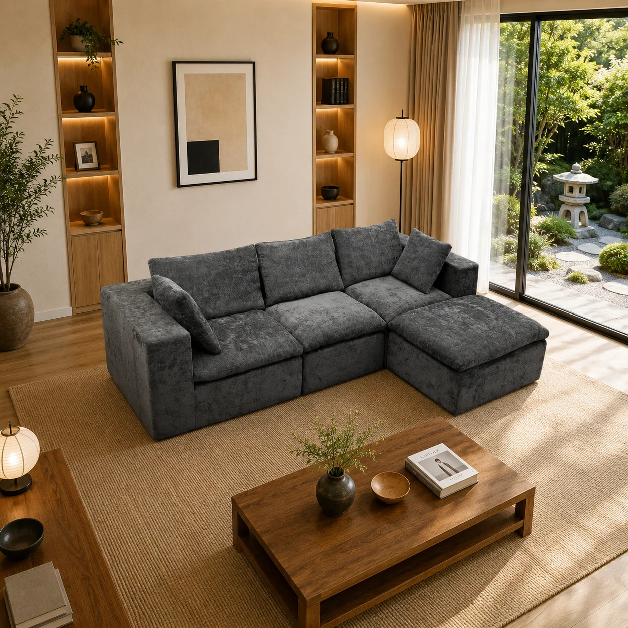 Stain Resistant Vacuum Compressed Sofa Modern Fabric Sofa For Rental House Bulk Order