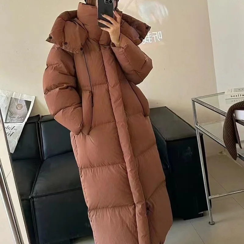 Long Coats Down Hooded Winter Coat Female Korean Fashion Casual Outwear Loose Parka Windproof Warm Winter Jackets Woman 2024