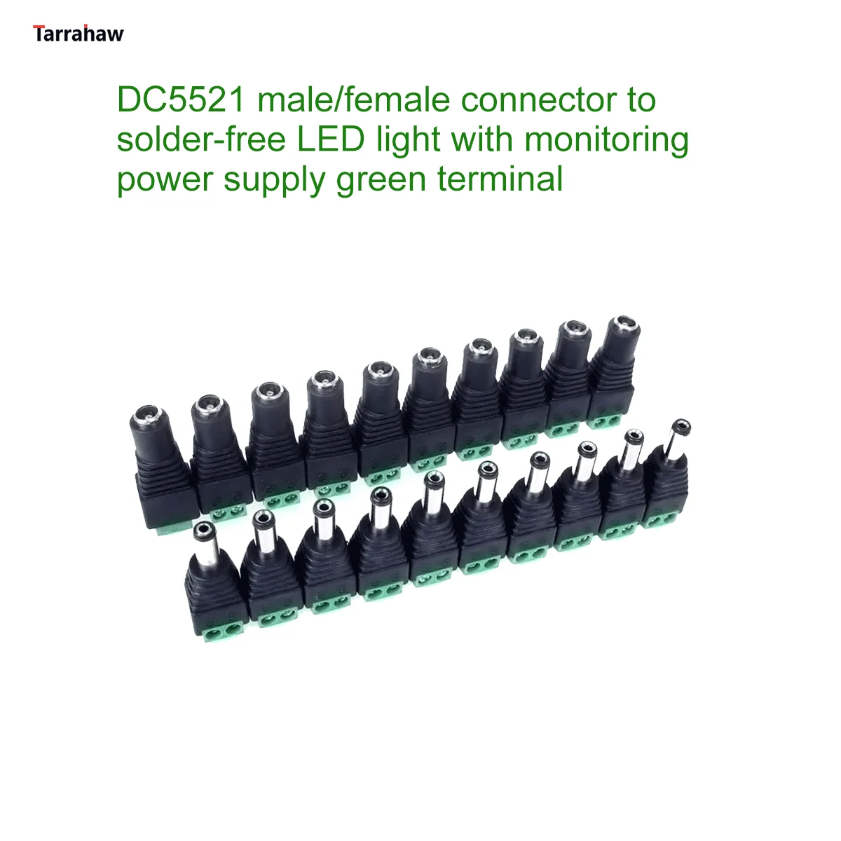 Solar DC Female or Male 5.5 * 2.1 Connector 5521 to Welding Free LED Lamp With Monitoring Power Supply Green Terminal DC Adapter