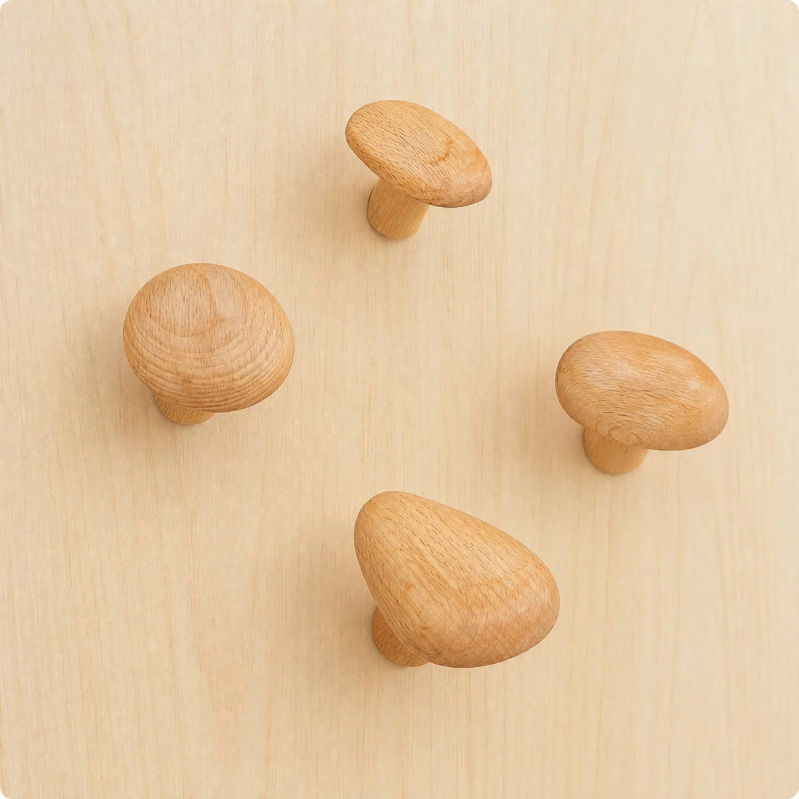 4 Pieces Wooden Single Wall Hook with Oval Knob Nordic Wooden Wall Hook with Cylindrical Mounting Base Compact
