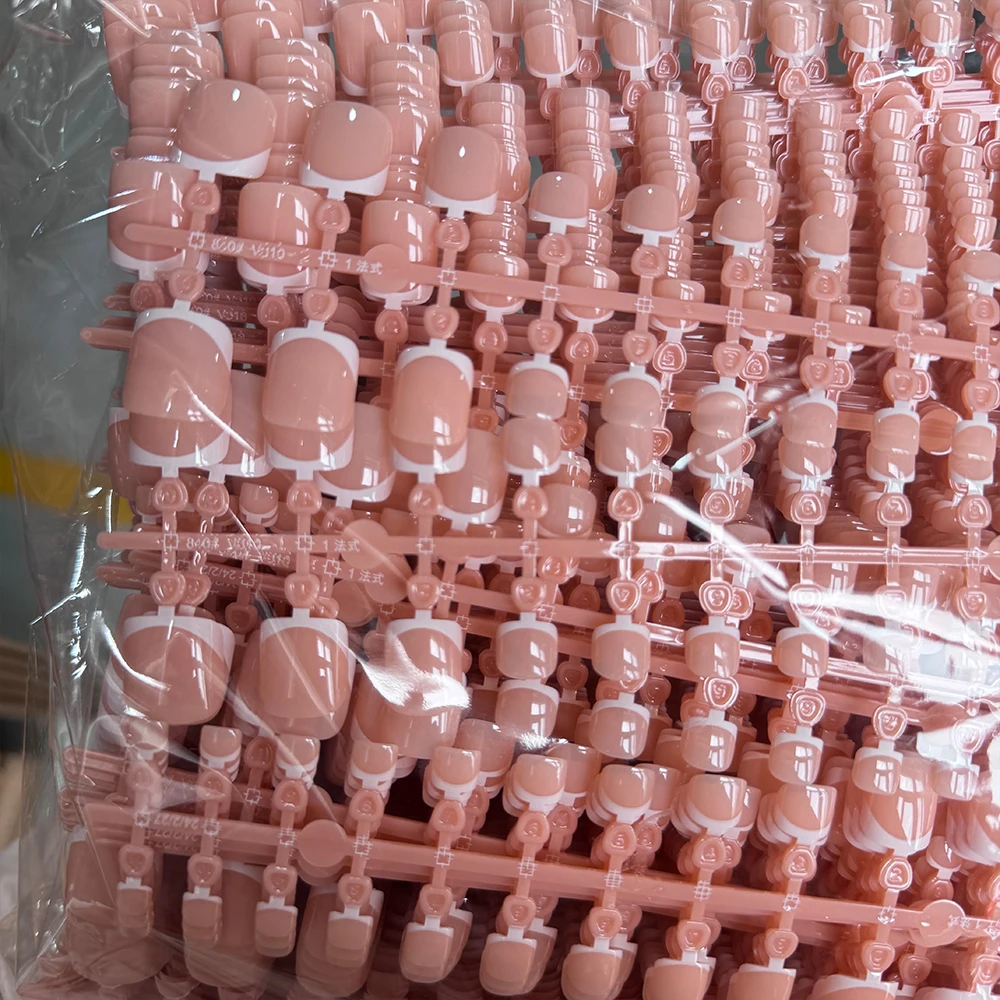 120Pcs Nude French Fake Toe Nail Tips Short Square Acrylic False Toenails Glossy Full Cover Wearable Press On Toe Nails Patches#
