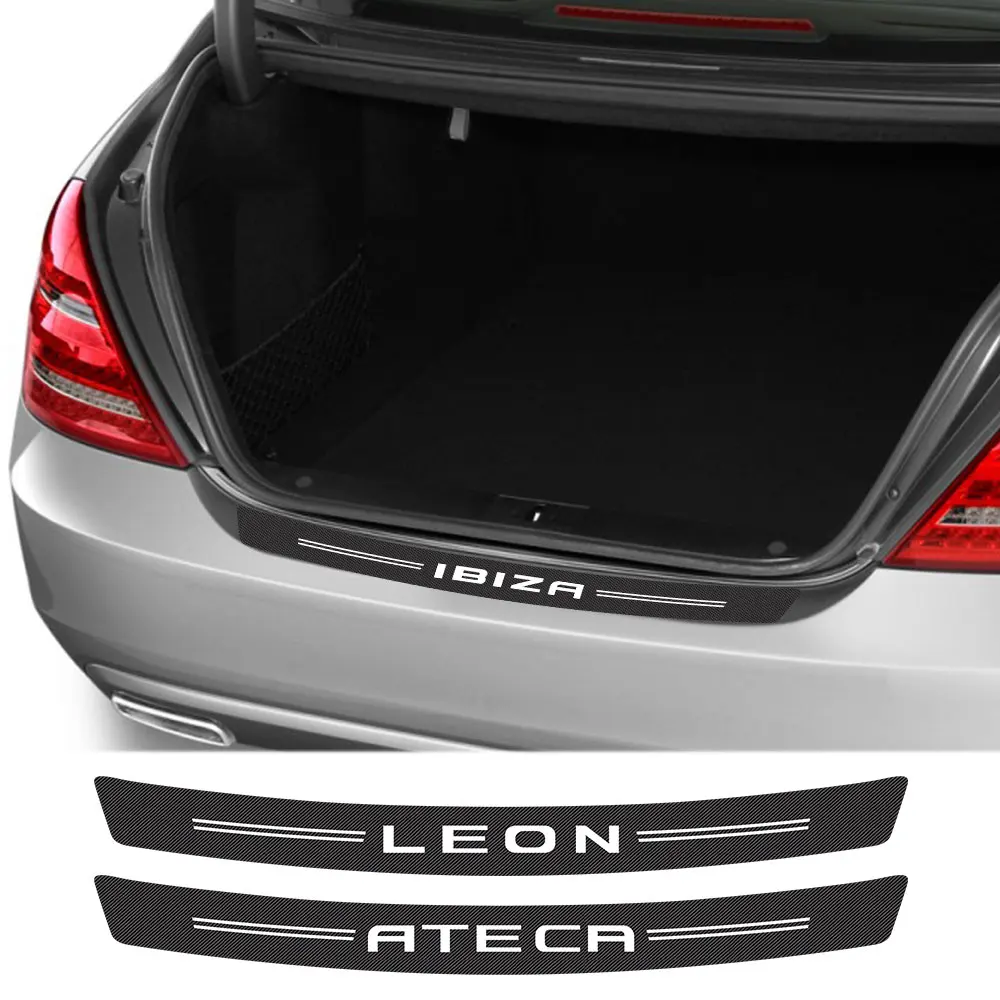 Car Rear Bumper Protector Sticker For Seat Leon MK1 MK2 Ibiza 6J 6I Ateca Arona Carbon Fiber Auto Trunk Guard Decor Accessories