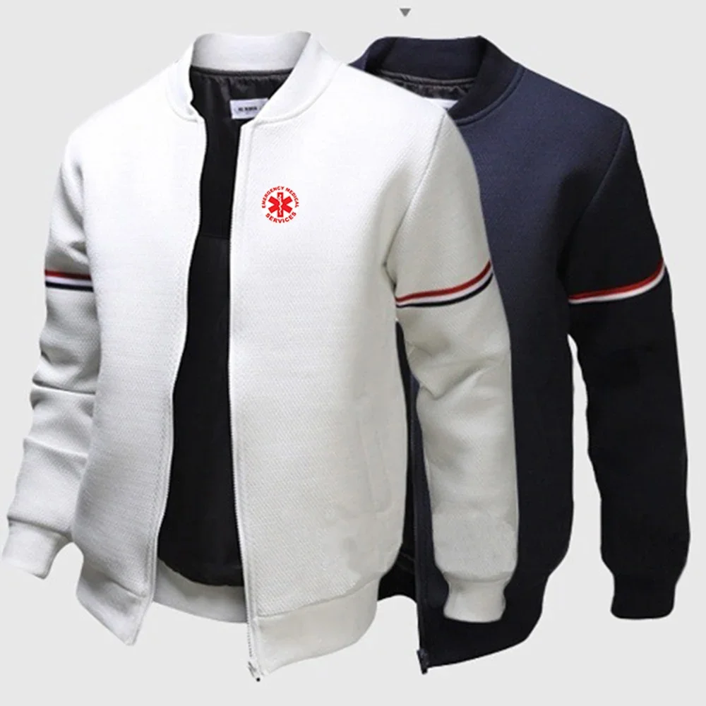 

EMT Emergency Ambulance Men's New Spring Autumn Printing Solid Color Trendy Round Neck Flight Jacket High Quality Fashion Coats