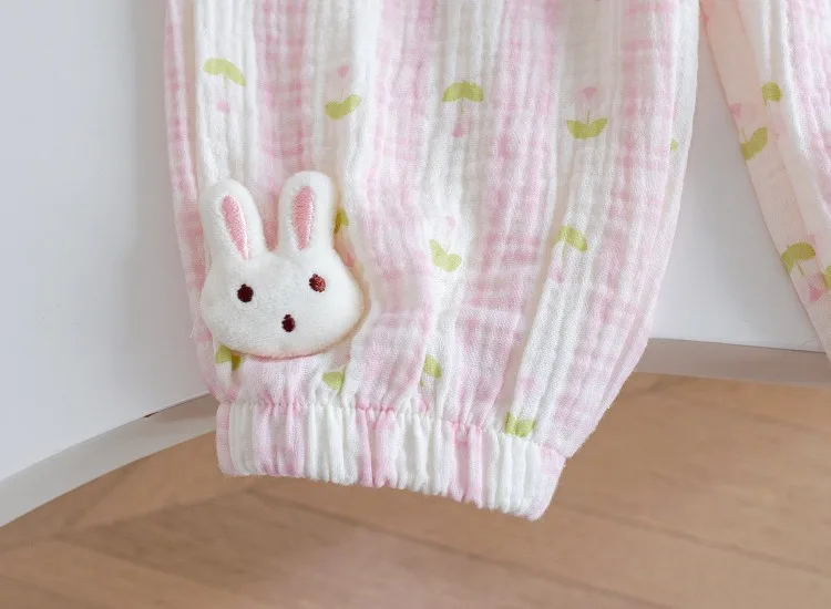 Bequeme Baumwoll-Freizeithose für Mädchen, atmungsaktive Sommerhose mit elastischem Bund, niedliche Hasen-Unterhose für Kinder – Detail 10
