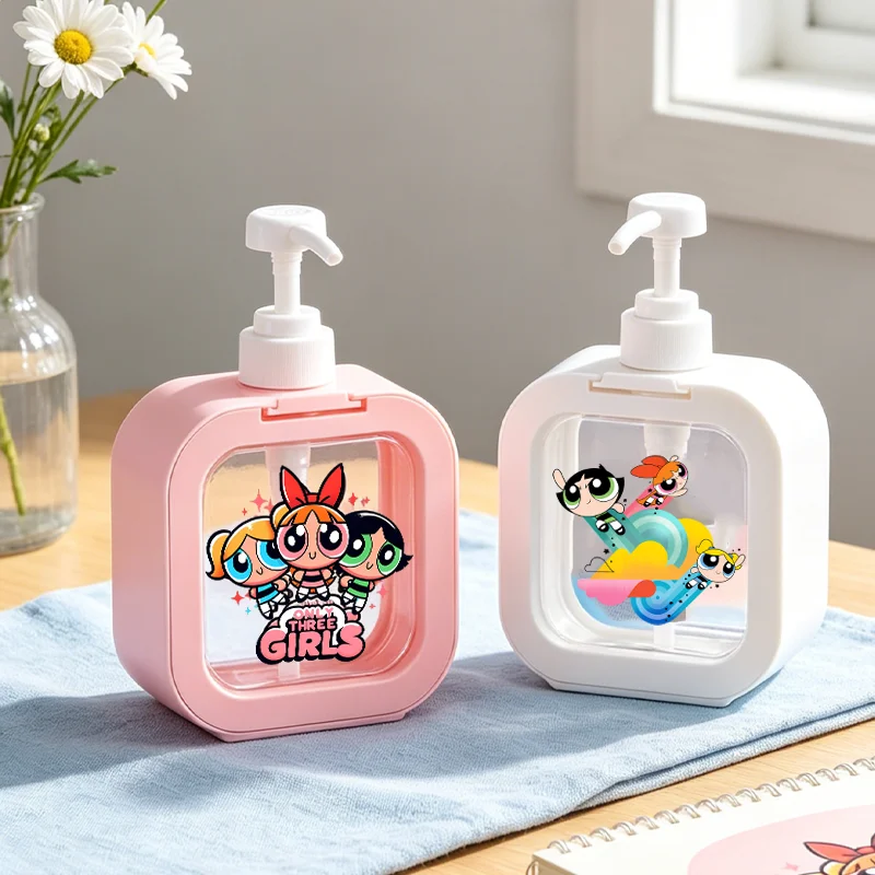 The Powerpuff Girls Soap Dispenser Lady Liquid Hand Pump Kawaii Anime Refillable Bottle Portable Simple Hand Soap Dispenser Gift
