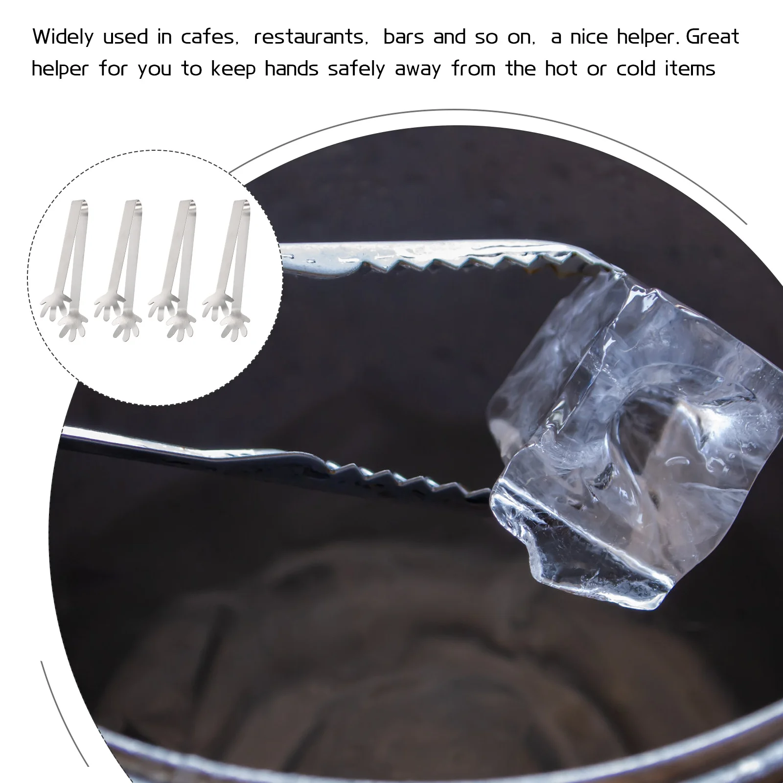 

4Pcs Stainless Steel Small Ice Tongs Cartoon Palm Design Multi Purpose Sugar Ice Cube Snack Fruit Serving Tongs