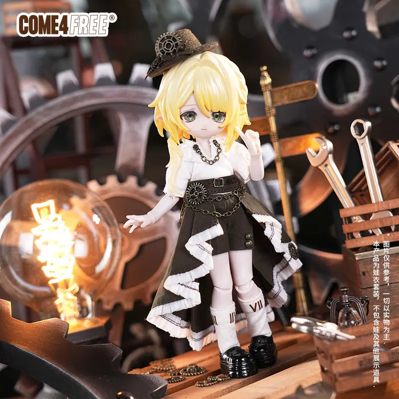 New Come4free Ob11 1/12 Bjd Doll Clothes Steampunk Style Skirt Outfit Doll Dress With Metal Chain Replacement Only Clothes