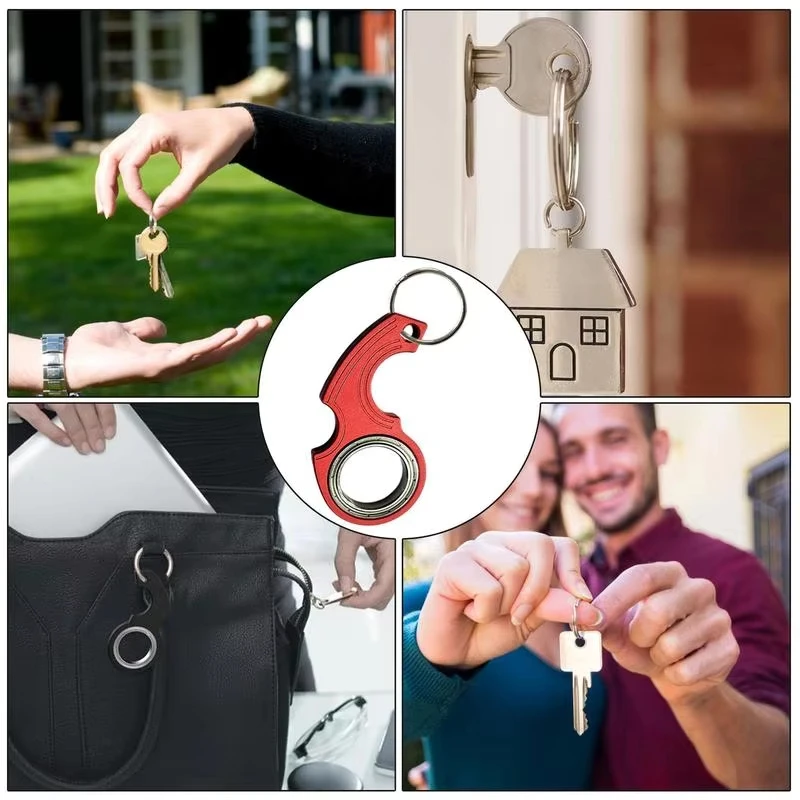 Keychain Fidget Spinner Anxiety Stress Relief Toys Revolve Fingertip Keyring Cool Relieving Boredom Adults & Kids Birthday Gifts