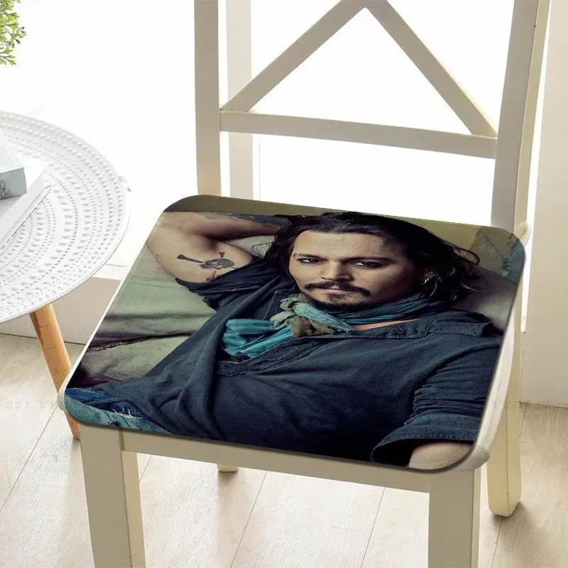 Jack Sparrow Actor Johnny Depp Nordic Printing Dining Chair Cushion Circular Decoration Seat For Office Desk Stool Seat Mat