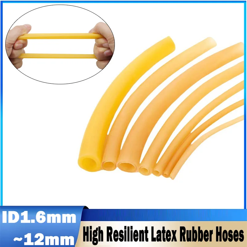 1/2/5M Yellow Nature Latex Rubber Hoses High Resilient Surgical Medical Tube Slingshot Catapult Elastic Band IDxOD 1.6~12mm