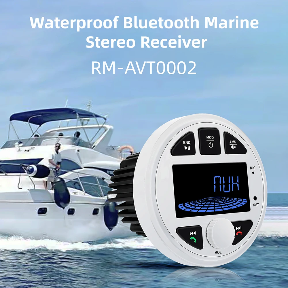 Boat Radio Media Player Marine Stereo MP3 Waterproof Bluetooth Audio Radio FM AM Receiver Fit for Harvesters ATV UTV SPA RZR