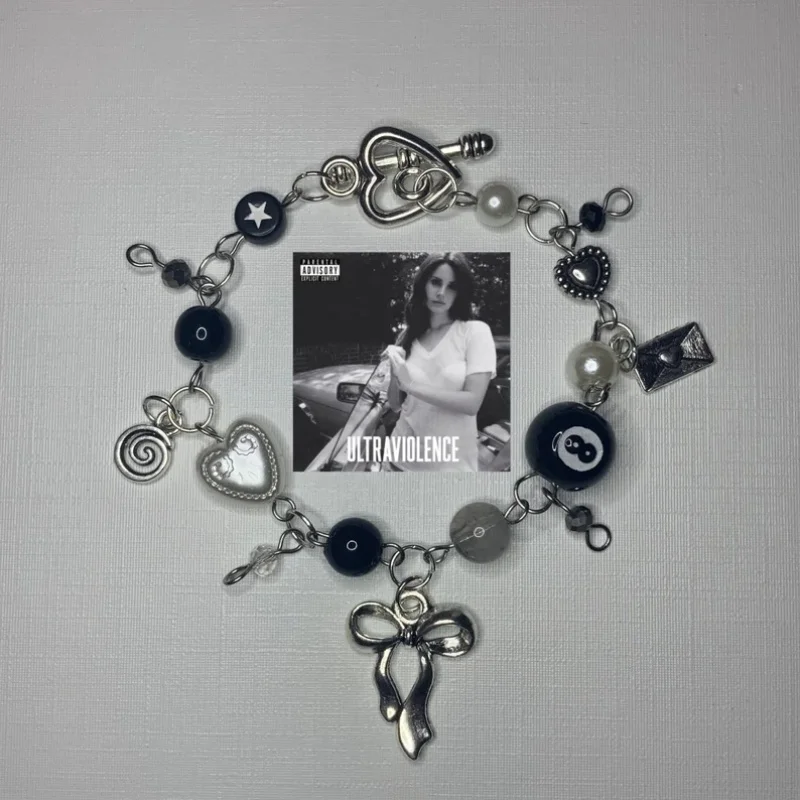 Lana del Rey Bracelet Ultraviolet Album Trendy y2k Soft Core Aesthetic Beaded Bracelet Handmade Acubi Coquette Bow