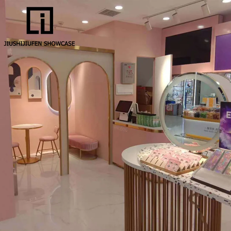 custom.Unique Design Cosmetics Display Counter Malls Perfume Shops and Retail Stores Charming Cosmetics Showcases