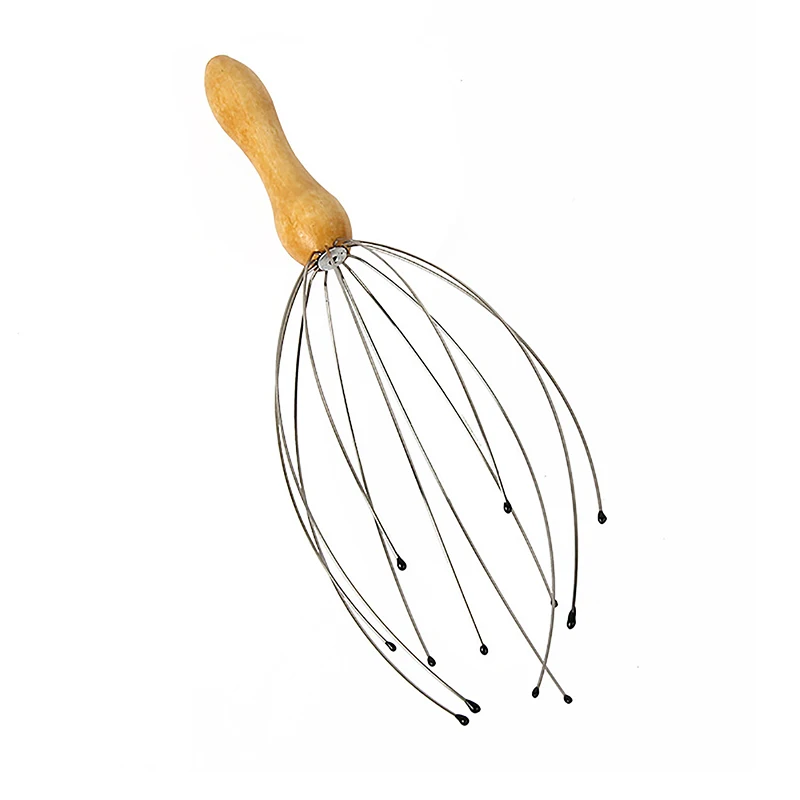 

Wooden-Handle Octopus Head Massager – Ergonomic Scalp and Body Scratcher for Tension Relief and Relaxation