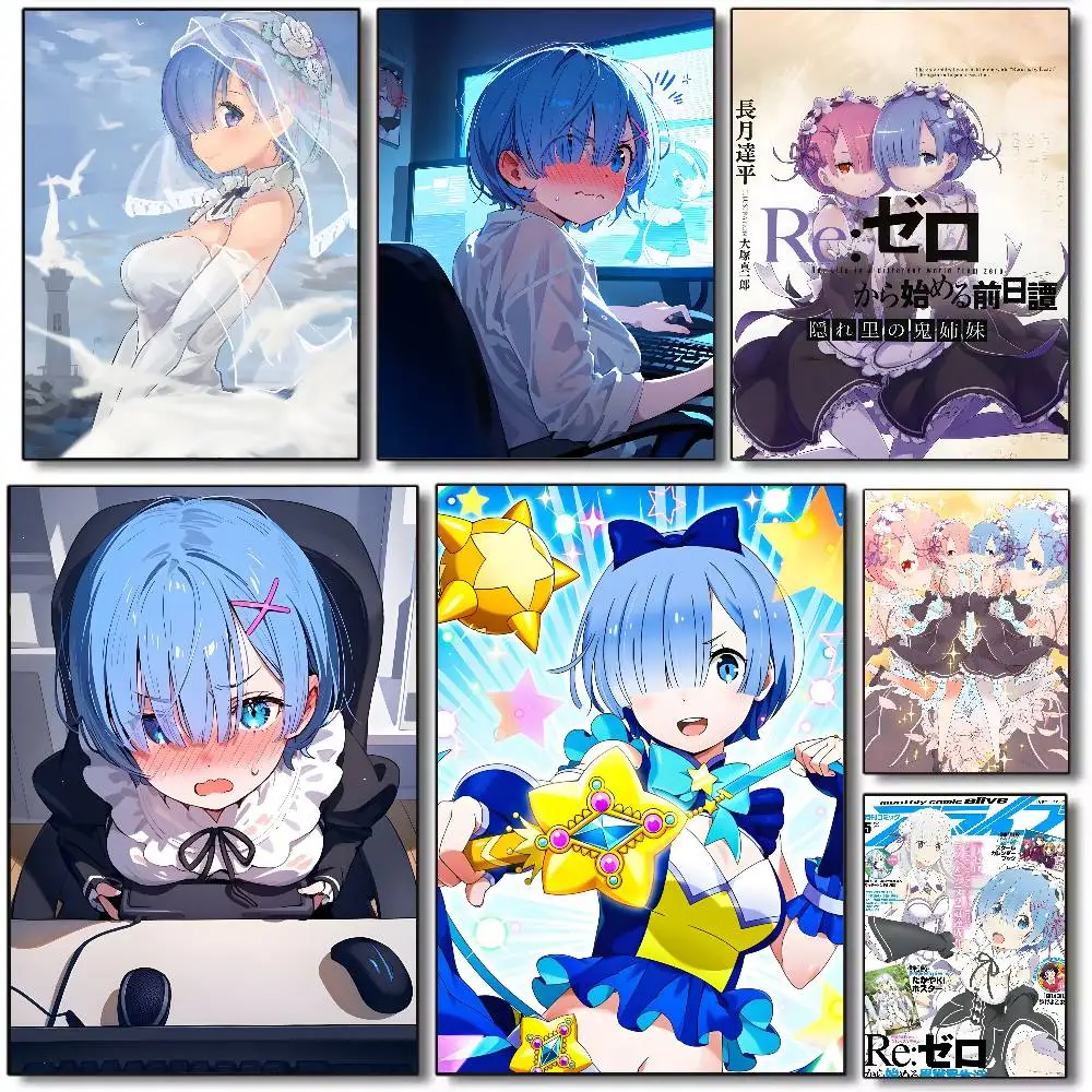 Re Zero Rem Anime Poster Kunst HD Leinwand erweiterte ästhetische Druckpapier Wandkunst für Wohnzimmer Home Decor
