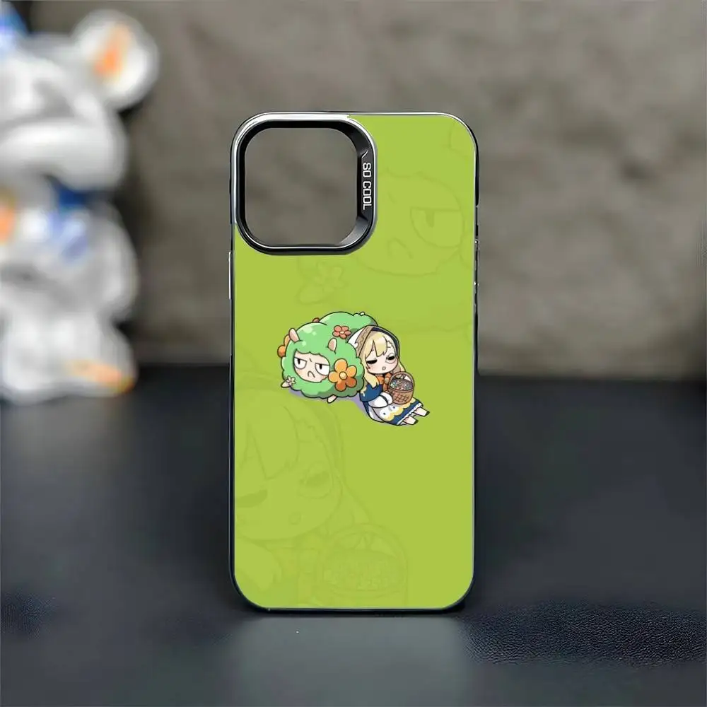 Guardian Tales grüne Haare Handyhülle für iPhone 16,15,14,13,12,11, Mini, Pro, MAX, schwarz, matt, stoßfest