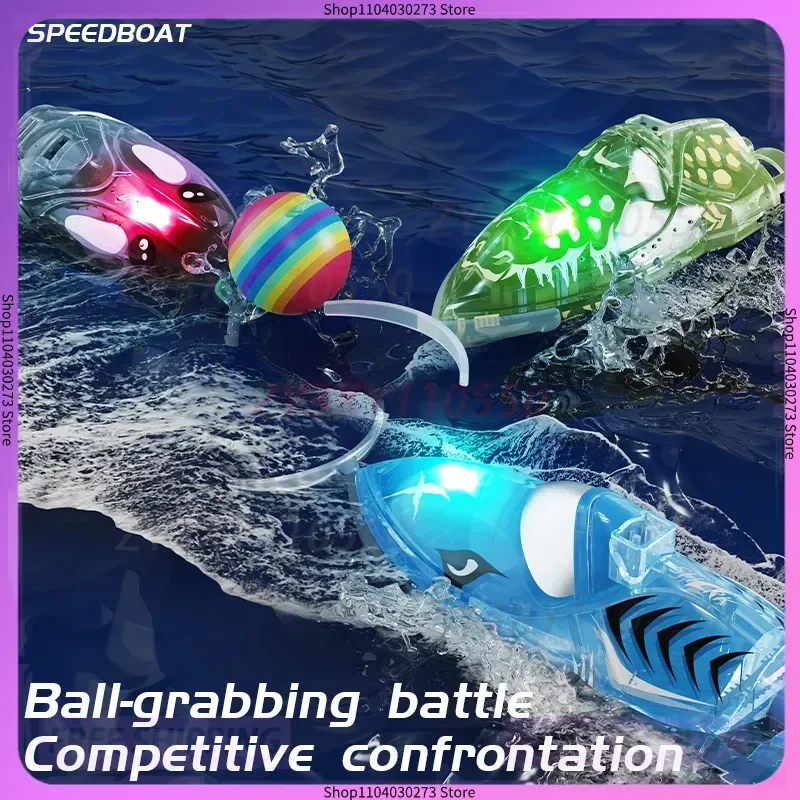 New Mini-remote control boat 2.4G high-speed rotating speedboat swimming pool toy water polo automatically turns back the lights