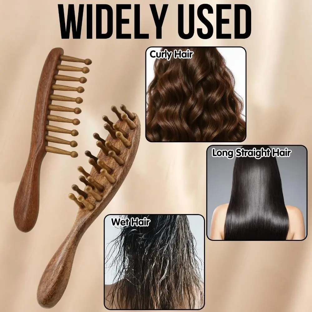 Wooden Loc Comb Comfortable Massage Golden Sandalwood Body Meridian Massage Comb Multifunctional Anti-Static Head Massage Comb