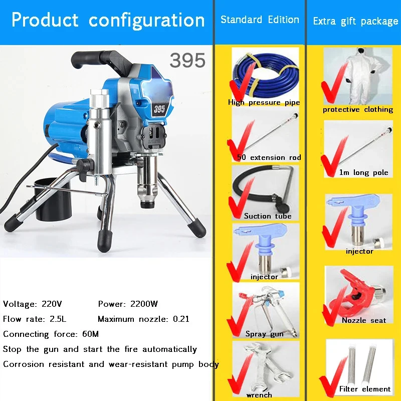 &4 High-Prsure 0W/000W Spraying Profsional Spray Airls Paint Sprayer Painting hine