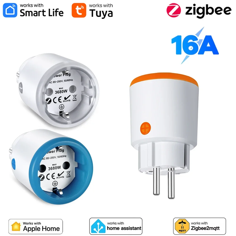 

Haozee Tuya Smart Plug Zigbee 3.0 EU 16A Power Monitor Outlet Socket Smart Life Remote Control Work With Home Assistant Z2M