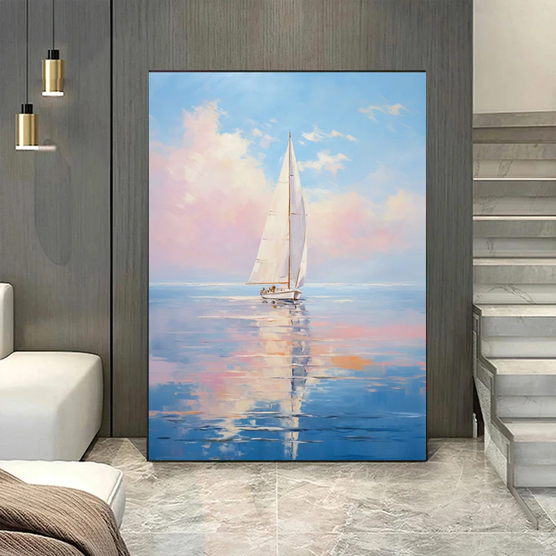 Home Decor Interior Paintings 1pcs Artistic Conception Canvas Painting Posters for Wall Stickers Decoration Smooth Sailing Room