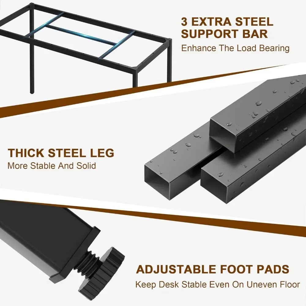 70.8 Inch Stylish Computer Desk, Large Executive Office Desk, Simple Study Writing Desk, Workstation Businee Office, Black