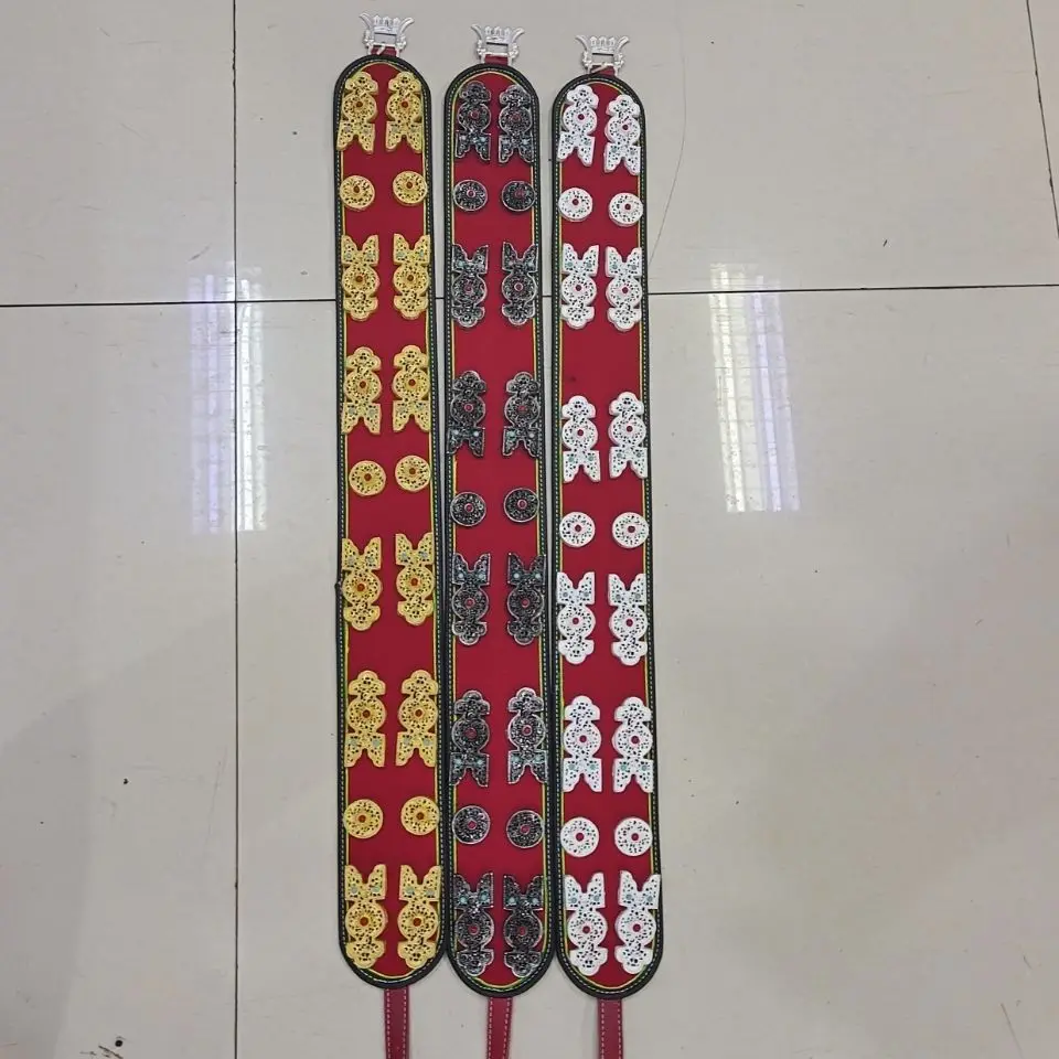 

Xizang Tibetan Dance Costume Waist Accessories Alloy Gold Plated Belt