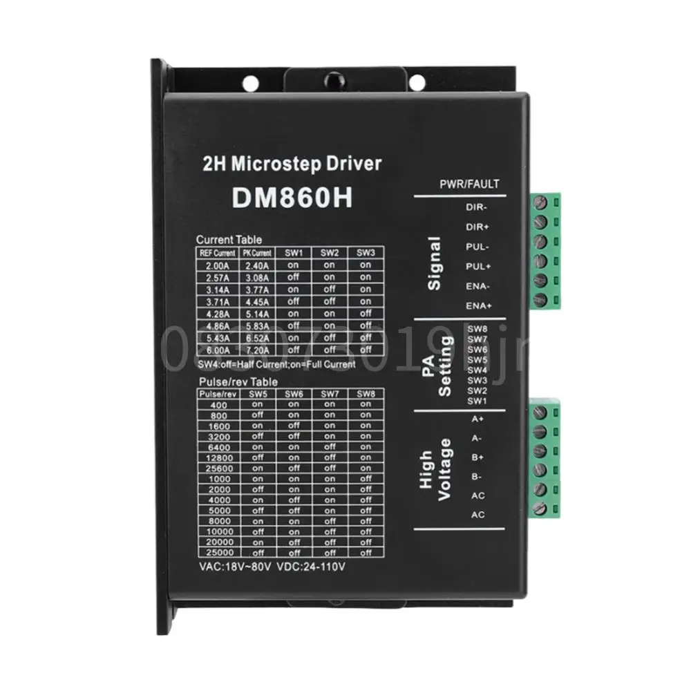 

DM860H DM860 Привод шагового двигателя 0-200 кГц 2-фазный микрошаговый привод AC18-80V или DC 24-110V 2A-7.2A 2H Подходит для шагового двигателя Nema34