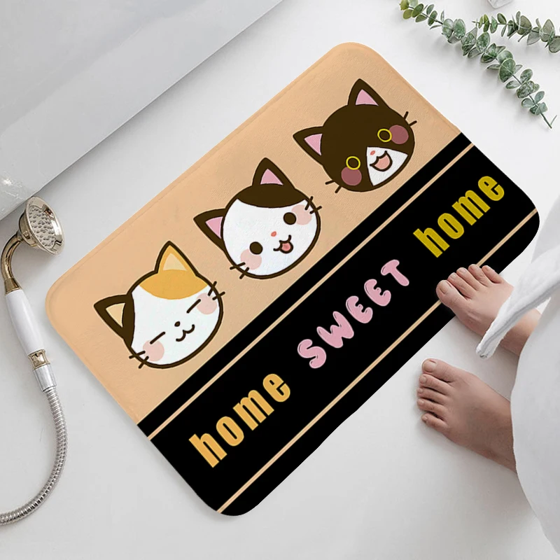 

Cute Cat Room Floor Carpet Kitchen Bedroom Rug Hallway Porch Foot Mat Non-slip Slip-resistant Custom Doormat Entrance Door