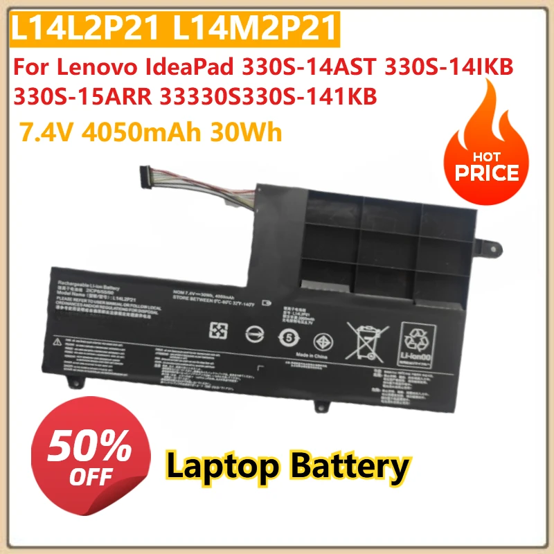 

7.4V 4050mAh 30Wh L14M2P21 L14L2P21 Laptop Battery For Lenovo IdeaPad 330S-14AST 330S-14IKB 330S-15ARR 33330S330S-141KB