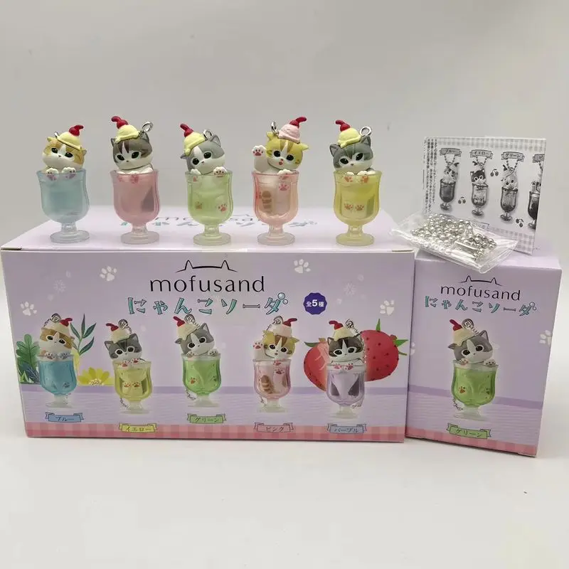 

New Mofusand Cat Pudding Cold Drink Pendant Mini Figures Blind Box Anime Figures Ornaments Dolls Children Gifts Toy