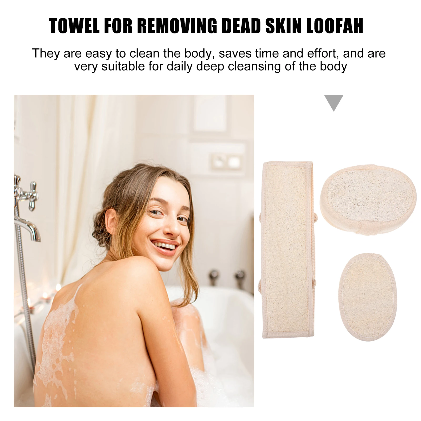 

3pcs Loofah Bath Towel Set Natural Material Durable Safe Portable Compact Bath Tools Supplies Back Scrubbers Practical Bathing