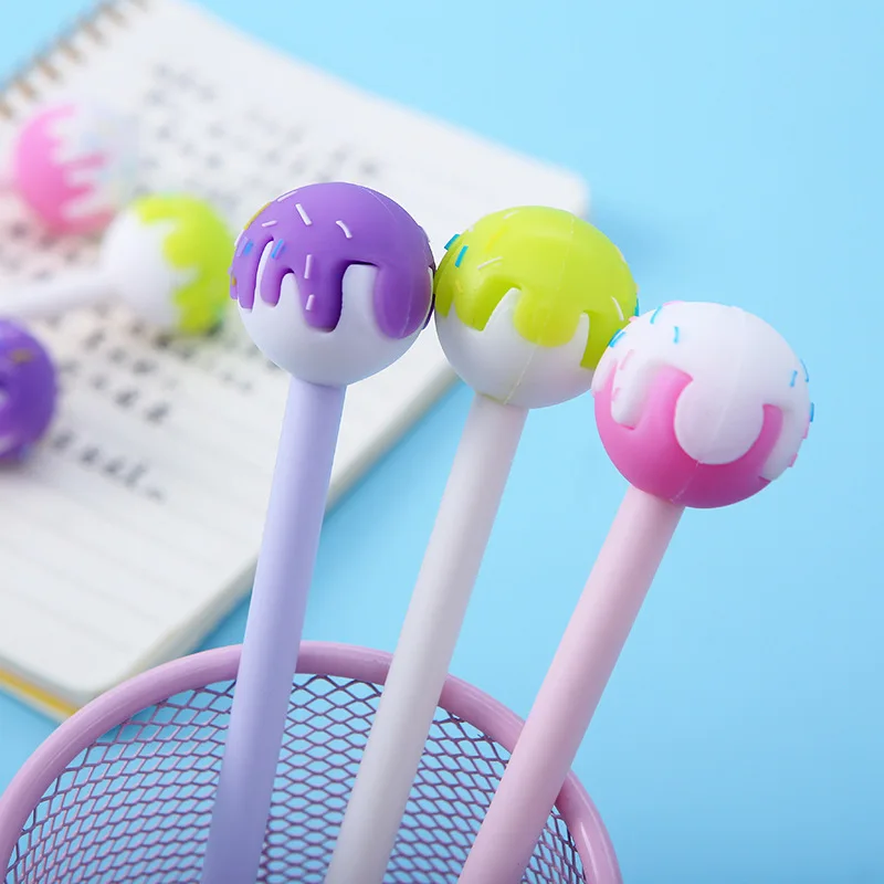 

30PCS New lollipop, neutral pen, ice cream, ice cream, water-based pen, student signature, fragrant Dim sum pen, wholesale