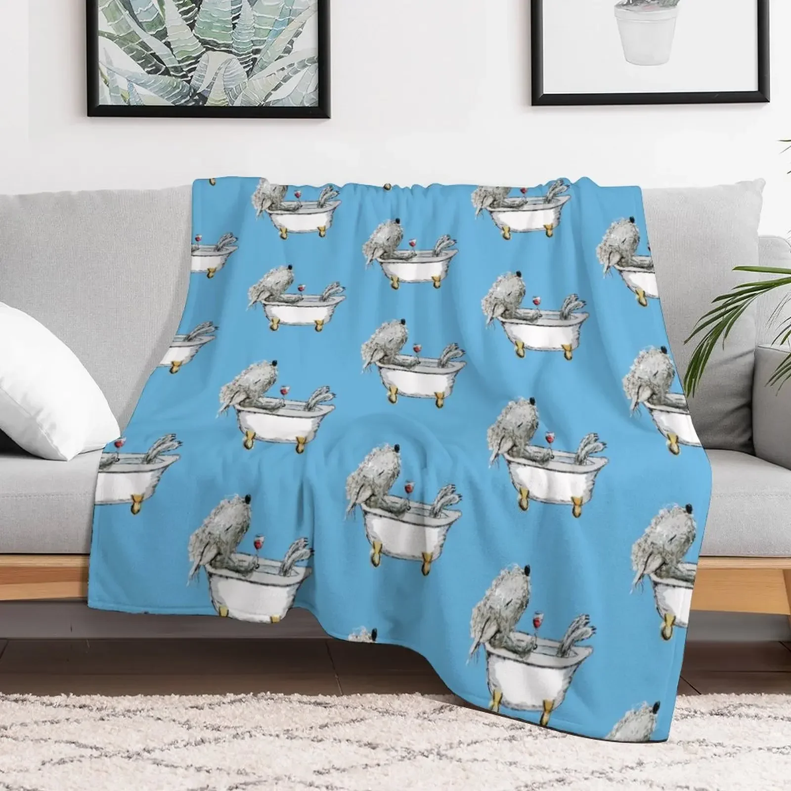 

Bedlington Terrier Dog in a Bathtub Throw Blanket Decorative Throw Beach Blankets For Baby Bed covers Blankets