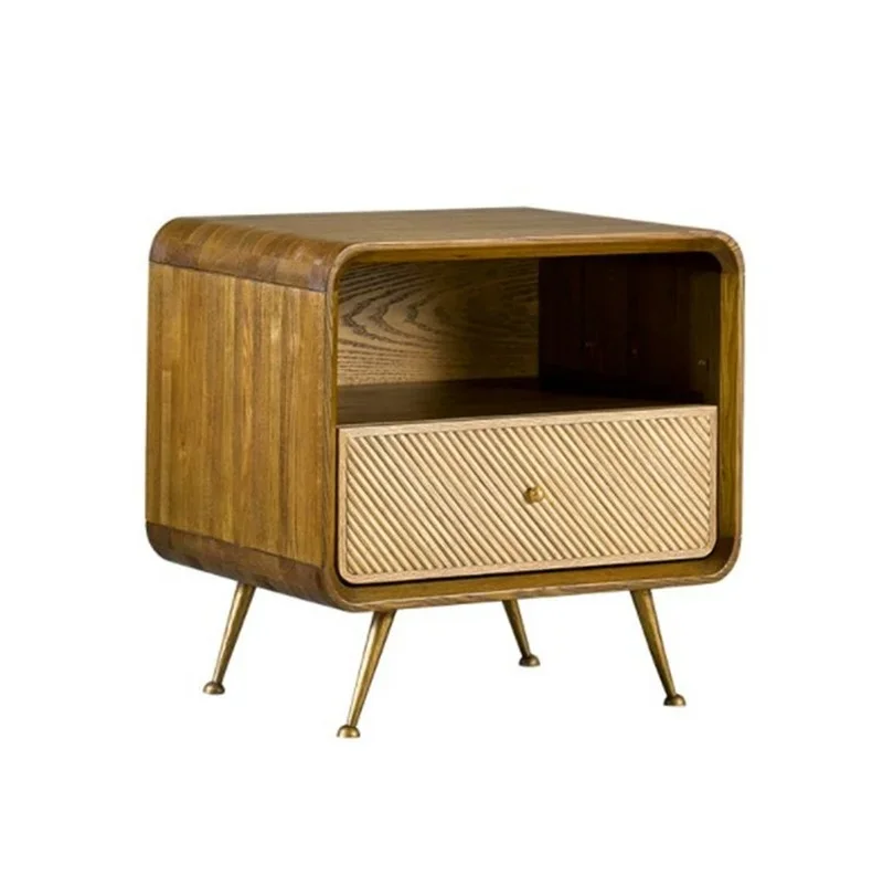 

Nordic Nightstands Solid Wood Light Luxury Bedside Table Bedrooms Small Apartment Retro Simple Home Storage Cabinet