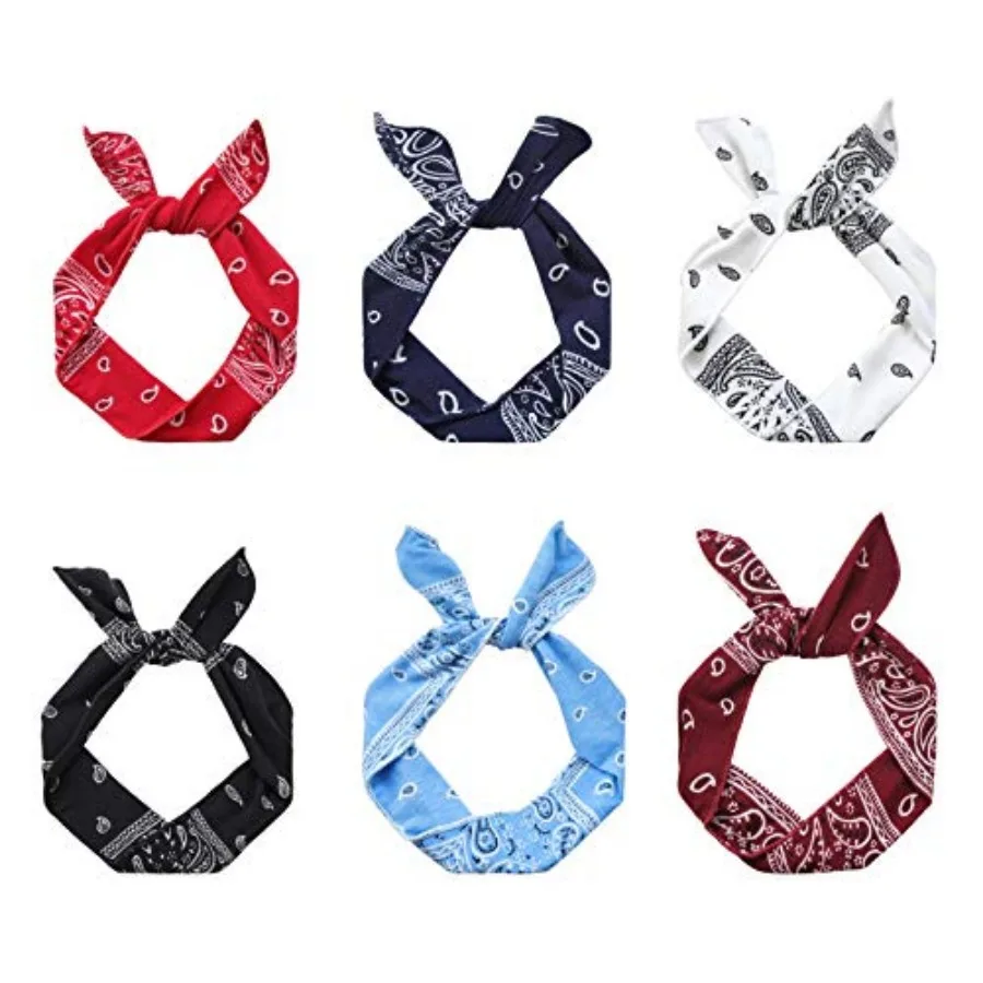 

ONEYE Wire Headbands for Women Paisley Twist Bow Hair Bands Bunny Ears Headwraps Holder Accessories Workout Yoga Running Soccer