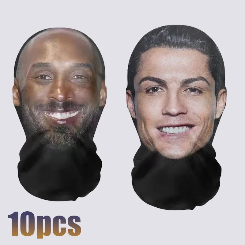 10PCS Kobe James Jordan Curry Human Face Show Spoofing The Whole Head Cover Masked Star Mask Full Face 3D Mask Barack Rafa Hat