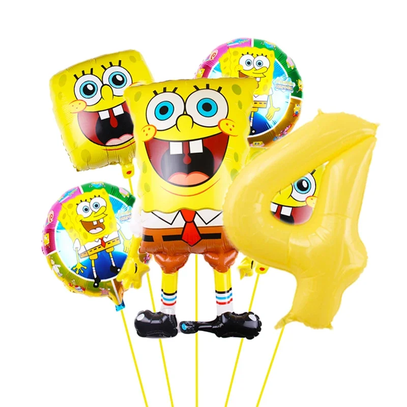 6pcs SpongeBob SquarePants Balloon set Birthday Party Balloons Helium Ballons Boy Girl Baby Shower Party Supplies