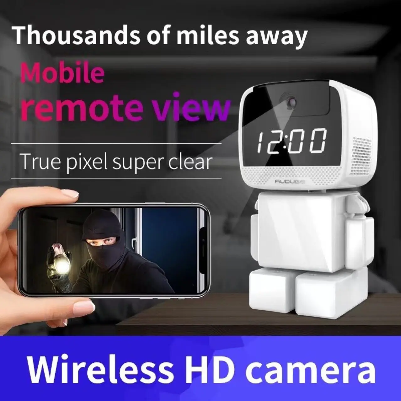 1080P Visualizzazione del tempo Telecamera IP PTZ wireless Robot WIFI 360 gradi senza angolo morto Visione notturna ad alta definizione Telecamera HD per casa intelligente