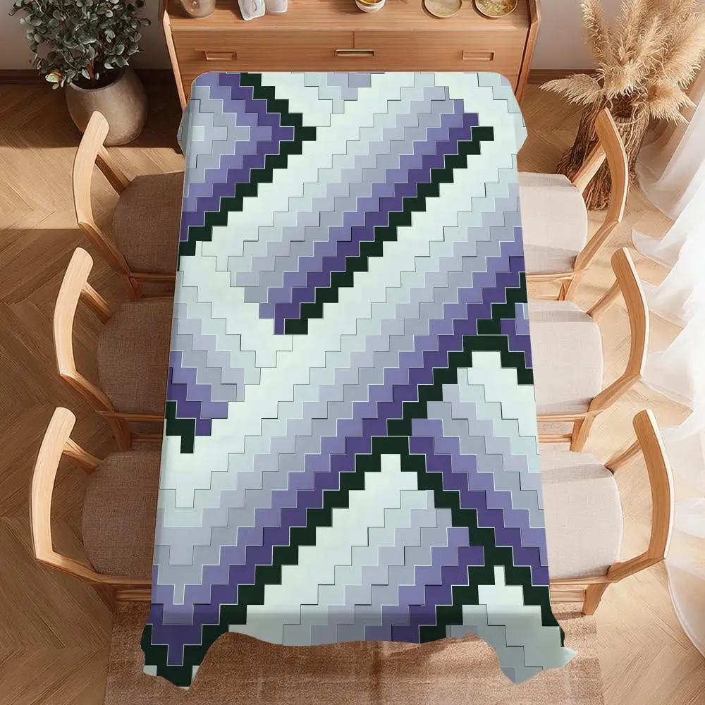 Retro Pixel Square Table Cloth Home Party Picnic Dining Room Kitchen Desktop Dust-proof Decorative Table