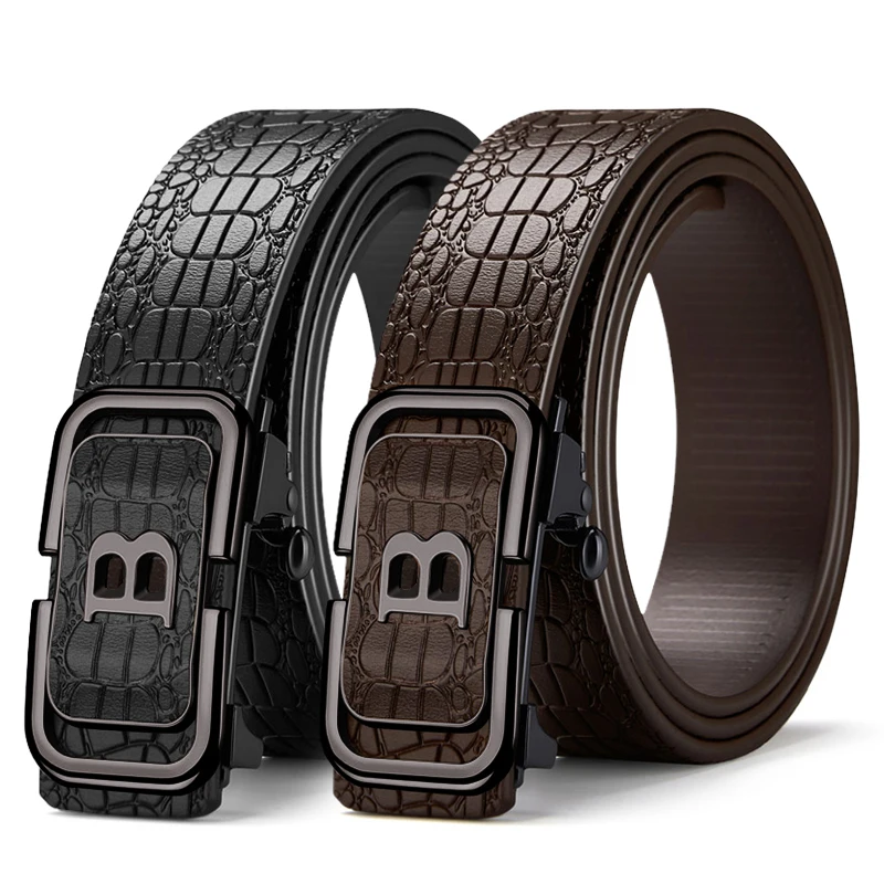 Men's Belt 3.3 No Teeth No Holes No Card Internal Wear Belt Leisure Fashion Automatic Buckle Belt Personalized Belt Simple Belt