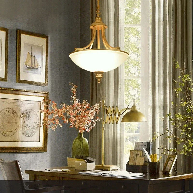 American Ceiling Chandelier Home Lamp Living Room Decor Dining Room Retro Led Ceiling Light Iron Chandelier Balcony Restaurant